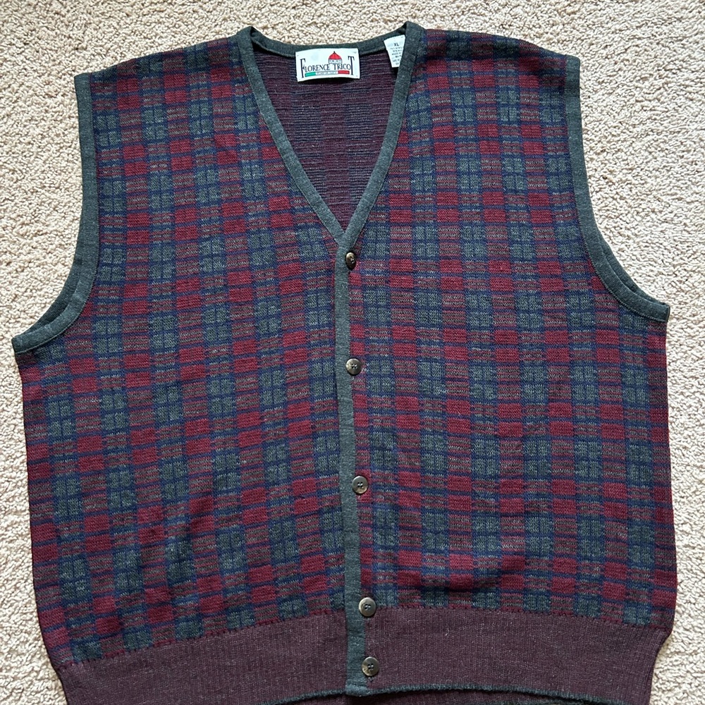 Vintage Florence Tricot Italian Sweater Vest - XL - Picture 2 of 6